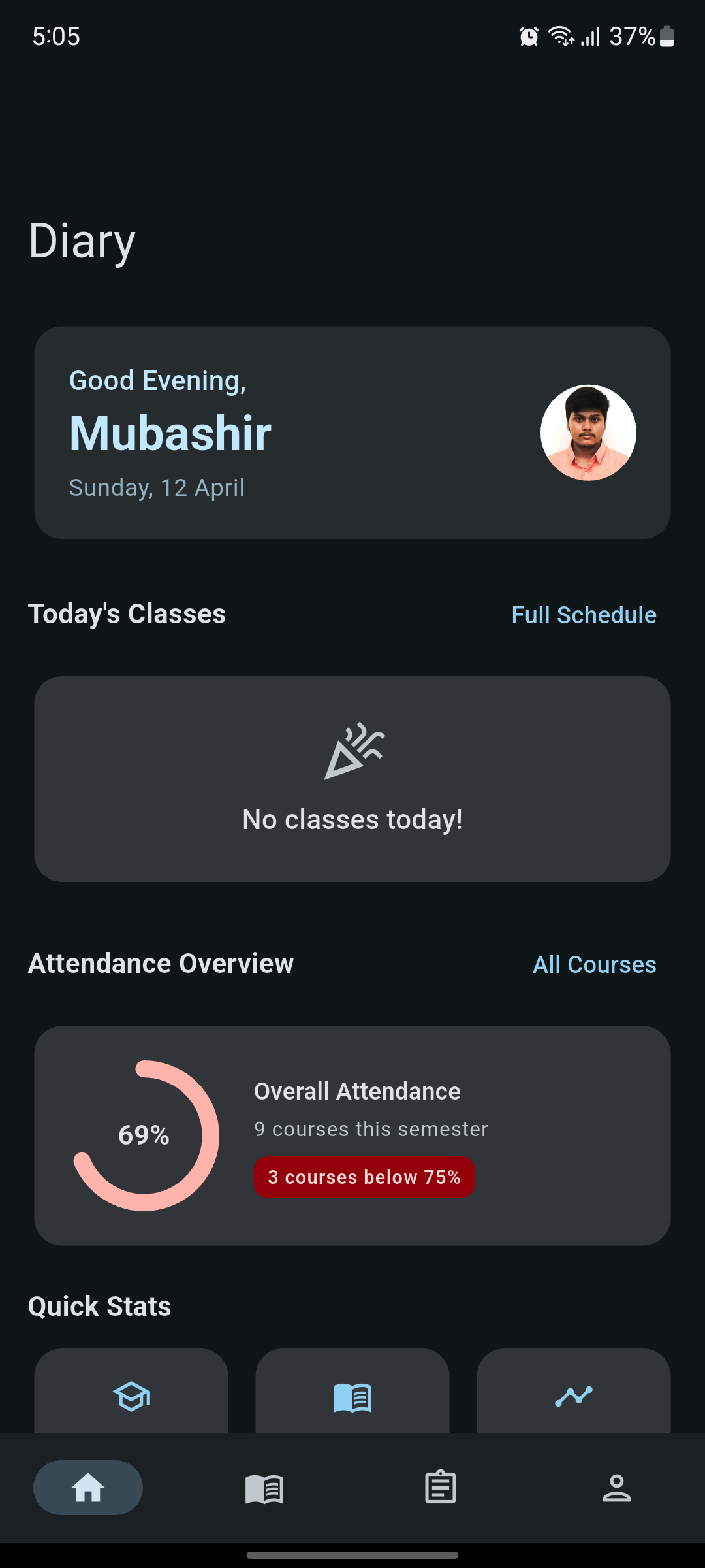 Student Buddy — Home dashboard